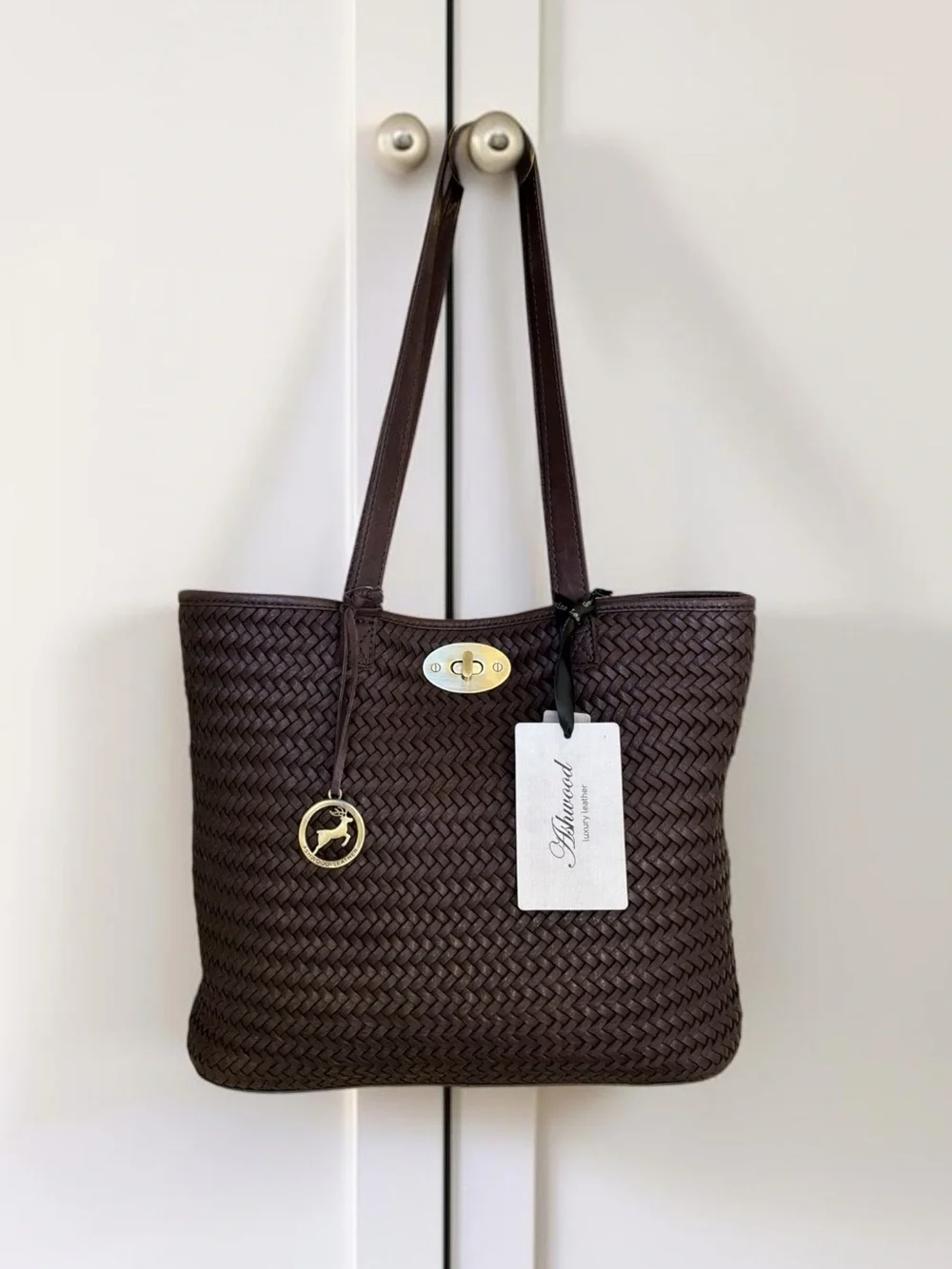 NWT Ashwood Leather Weaved Tote Bag